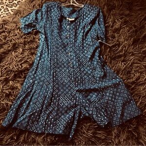 Vintage Y2K 90s rqyon romper one piece playsuits shorts blue Ginger of Maui xl